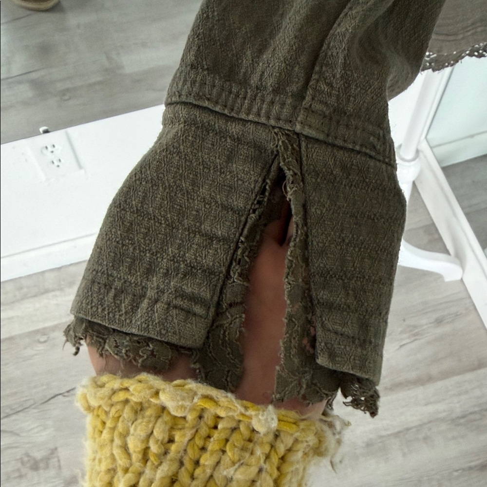 Free People Olive Military-Inspired Lace-Trim Jacket - Picture 3 of 5